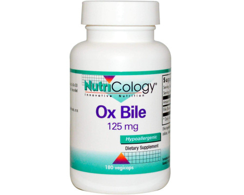 Екстракт бичачої жовчі (Ox Bile), Nutricology, 125 мг, 180 капсул