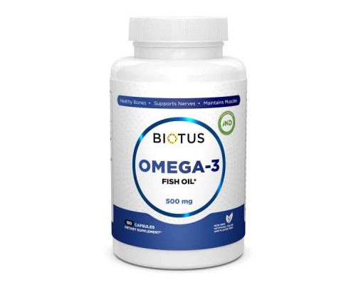 Омега-3, риб'ячий жир, Omega-3 Fish Oil, Biotus, 180 капсул (1000 мг на 2 капсули)