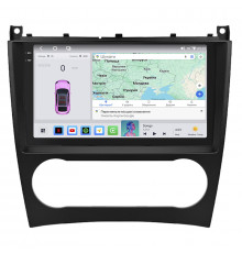 Штатная магнитола Lesko для Mercedes-Benz C-Класс II (W203) Рестайлинг 2004-2008 экран 9" 4/64 QLED CarPlay 4G Wi-Fi GPS 360 Prime