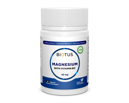 Магній і вітамін В6, Magnesium with Vitamin B6, Biotus, 60 таблеток