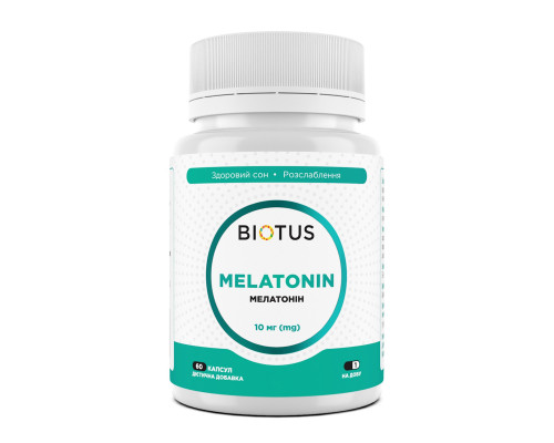 Мелатонін, Melatonin, Biotus, 10 мг, 60 капсул