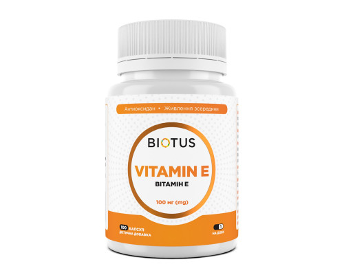 Вітамін Е, Vitamin Е, Biotus, 100 мг, 100 капсул
