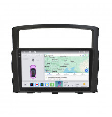 Штатная магнитола Lesko для Mitsubishi Pajero IV Рестайлинг 1 2011-2014 экран 9" 4/64 QLED CarPlay 4G Wi-Fi GPS 360 Prime