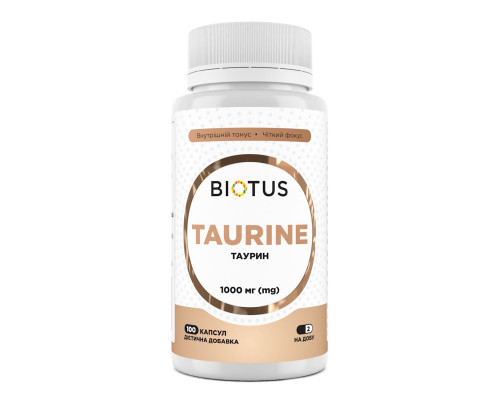 Таурін, Taurine, Biotus, 1000 мг, 100 капсул