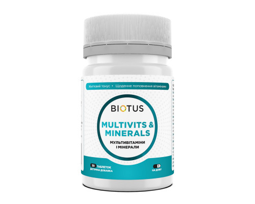 Мультивітаміни та мінерали, Multivits & Minerals, Biotus, 30 таблеток