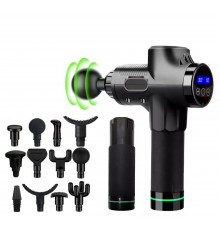 Масажер Massage Gun Max з 30 режимами, 12 насадками, запасною батареєю та кейсом (Чорний)