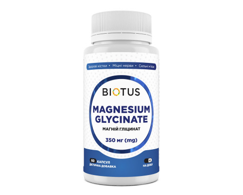 Магній гліцинат, Magnesium Glycinate, Biotus, 350 мг, 60 капсул