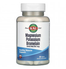 Магний, калий, бромелайн, Magnesium Potassium Bromelain, KAL, 60 таблеток