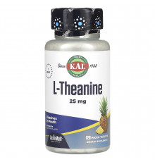 L-теанин, со вкусом ананаса, L-Theanine, KAL, 25 мг, 120 микро таблеток,