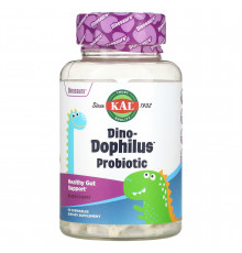 Пробиотики Дино-дофилус для детей, Dino-Dophilus, KAL, вкус черная вишня, 60 жевательных таблеток