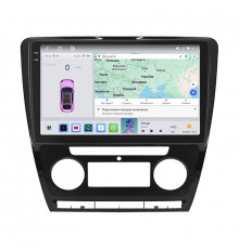 Штатная магнитола Lesko для Skoda Octavia II (A5) Рестайлинг 2008-2013 экран 10" 4/64 QLED CarPlay 4G Wi-Fi GPS 360 Prime
