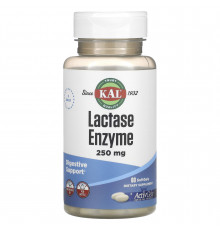 Фермент лактази, Lactase Enzyme, KAL, 250 мг, 60 капсул