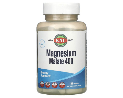 Магній малат, Magnesium Malate, KAL, 400 мг, 90 таблеток