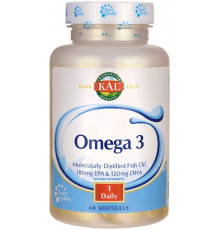 Омега-3, Omega 3 Fish 180/120, Kal, 1000 мг, 60 гелевых капсул