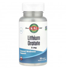 Літій, Lithium Orotate, KAL, 5 мг, 120 вегетаріанських капсул