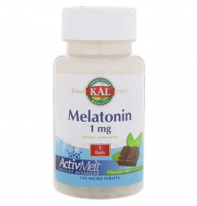 Мелатонин, Melatonin, KAL, вкус шоколада и мяты, 1 мг, 120 таблеток