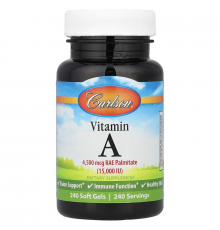 Вітамін А, Vitamin A, Carlson, 4500 мкг RAE (15 000 МО), 240 гелевих капсул