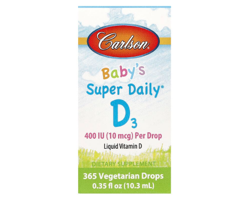 Вітамін D3, Baby's Super Daily D3, Carlson, для дітей, 10 мкг (400 МО), 10,3 мл