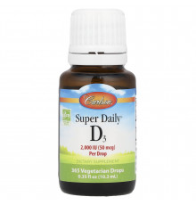 Вітамін D3, Super Daily D3, Carlson, 50 мкг (2000 МО), 10,3 мл