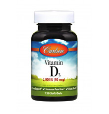 Вітамін D3, Vitamin D3, Carlson, 2000 МО (50 мкг), 120 гелевих капсул