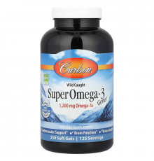 Риб'ячий жир, Super Omega-3, Carlson, 1200 мг, 250 гелевих капсул