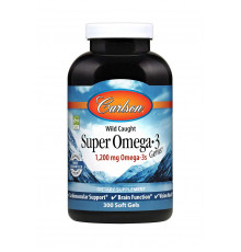 Омега-3, риб'ячий жир, Super Omega-3 Gems, Carlson, 600 мг, 300 гелевих капсул