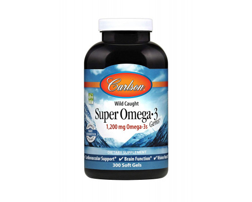 Омега-3, риб'ячий жир, Super Omega-3 Gems, Carlson, 600 мг, 300 гелевих капсул