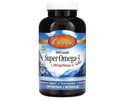Омега-3 супер, Super Omega-3, Carlson з дикої природи, 180 гелевих капсул