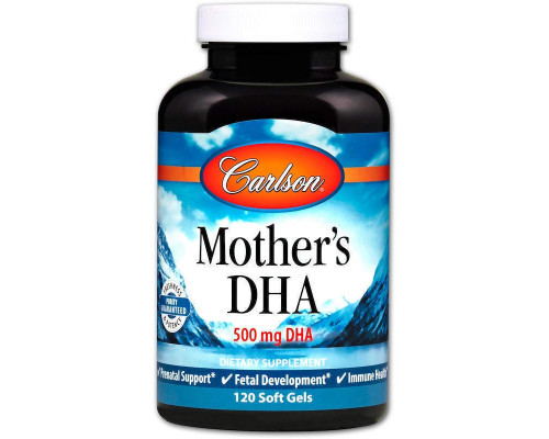 Докозагексаєнова кислота (ДГК) для годуючих мам, Mother's DHA, Carlson, 500 мг, 120 гелевих капсул