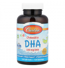 Риб'ячий жир для дітей, Kids Chewable DHA, Carlson, апельсин, 120 гелевих капсул