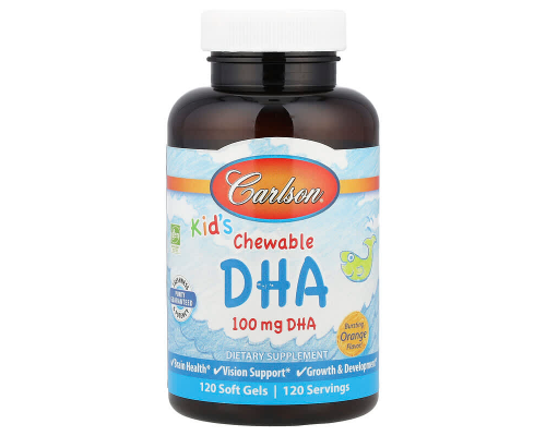 Риб'ячий жир для дітей, Kids Chewable DHA, Carlson, апельсин, 120 гелевих капсул
