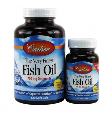 Риб'ячий жир, The Very Finest Fish Oil, Carlson, смак лимона, 700 мг, 120 + 30 гелевих капсул