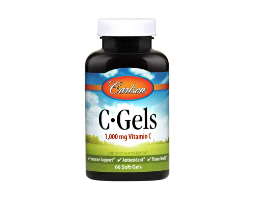 Вітамін C, C-Gel, Carlson, 1000 мг, 60 гелевих капсул