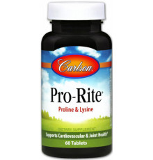 L- пролин L- лизин, Pro-Rite, Proline & Lysine, Carlson, 60 таблеток