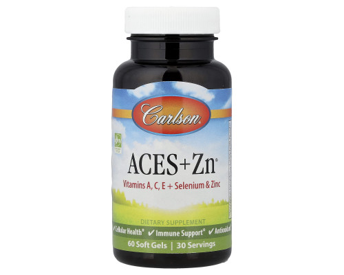 Вітаміни А, С, Е плюс селен та цинк, Aces + Zn®, Carlson, 60 гелевих капсул
