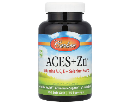 Вітаміни А, С, Е плюс селен та цинк, Aces + Zn, Carlson, 120 гелевих капсул