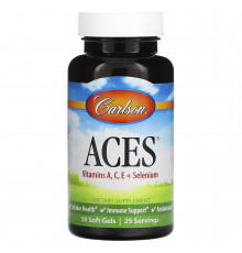 Антиоксидантная защита,  ACES, Carlson,  витамины A, C, E + селен, 50 гелевых капсул