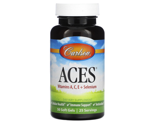 Антиоксидантний захист, ACES, Carlson, вітаміни A, C, E + селен, 50 гелевих капсул