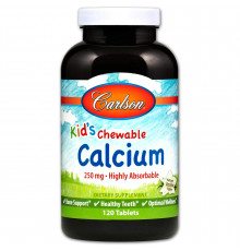Жевательный кальций для детей, Kid's Chewable Calcium, Carlson, ваниль, 250 мг, 120 таблеток