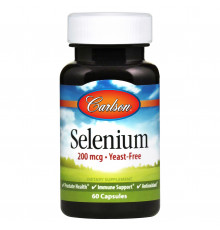Селен, Selenium, Carlson, 200 мкг, 60 капсул