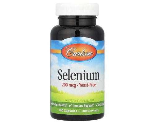 Селен, Selenium, Carlson, 200 мкг, 180 капсул