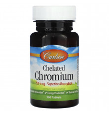 Хром хелат, Chelated Chromium, Carlson, 200 мкг, 100 таблеток