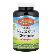 Магній гліцинат хелатний, Chelated Magnesium Glycinate, Carlson, 200 мг, 180 таблеток
