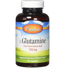 L-глутамин, L-Glutamine, Carlson, 750 мг, 90 капсул