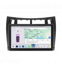 Штатная магнитола Lesko для Toyota Yaris II 2005-2009 экран 9" 4/64 QLED CarPlay 4G Wi-Fi GPS 360 Prime
