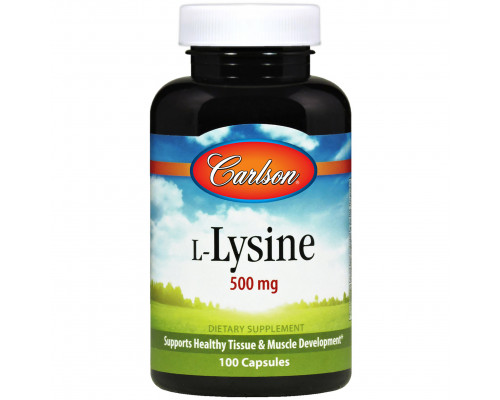 L-лізин, L-Lysine, Carlson, 500 мг, 100 капсул