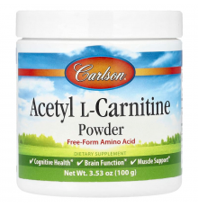 Ацетил карнитин, Acetyl-L-Carnitine, Carlson, порошок аминокислоты, 100 г