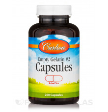 Желатинова капсула № 2, Small #2 Empty Caps, Carlson, порожня, маленька, 200 капсул