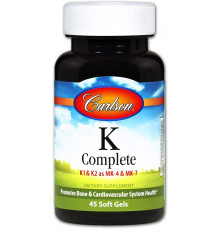 Вітамін К, повна формула, K-Complete, Carlson, 45 гелевих капсул
