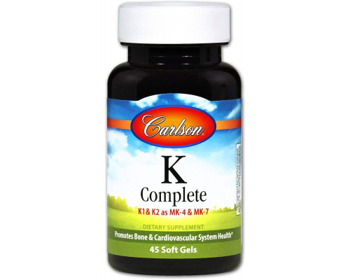 Вітамін К, повна формула, K-Complete, Carlson, 45 гелевих капсул